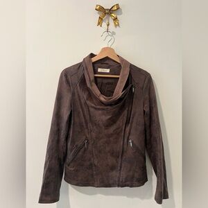 Anthropologie Dark Brown Faux Leather Jacket